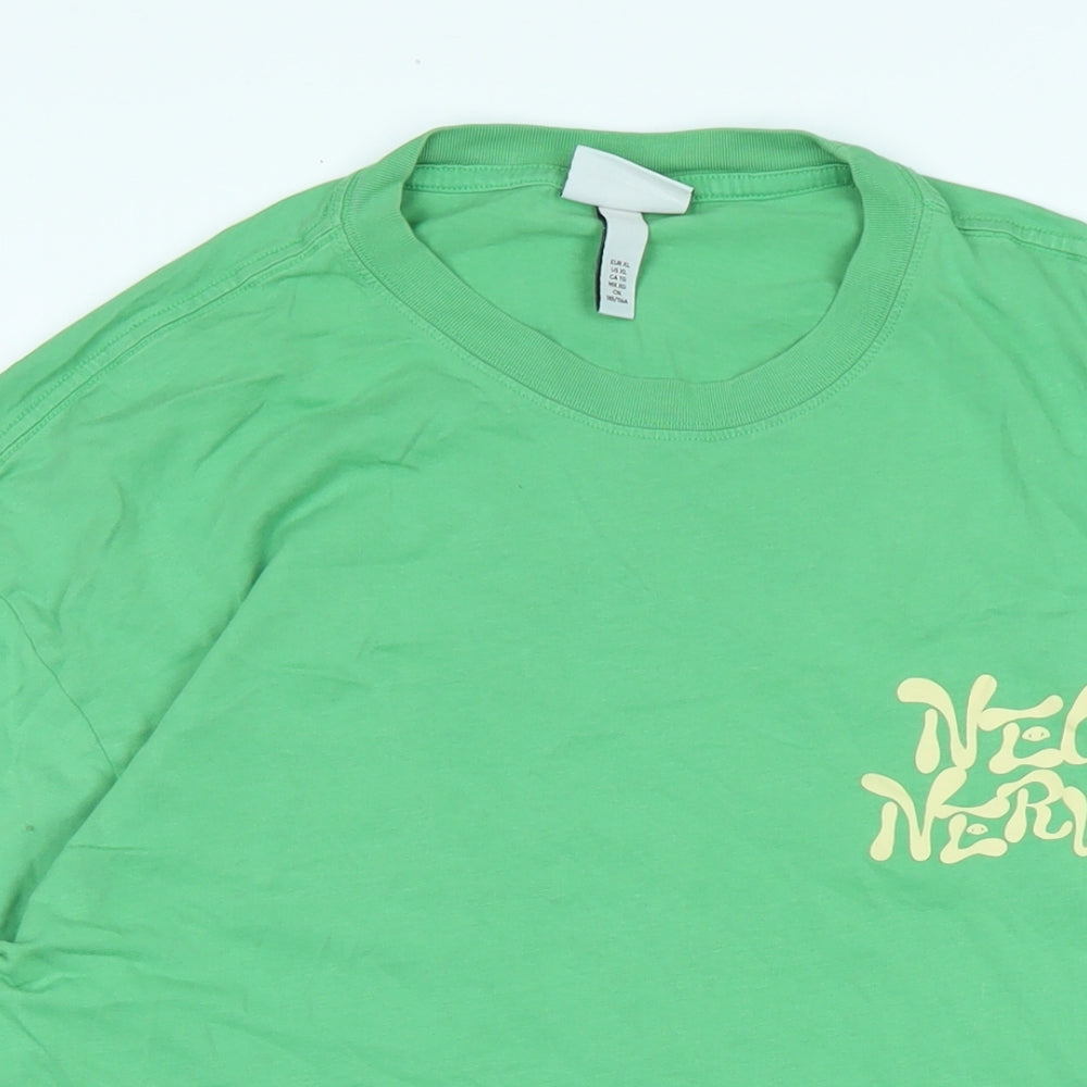 Mens UK Size XL H&M Green  T-Shirt