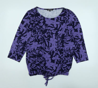 Bonmarché Womens Purple Cotton Basic Blouse Size 14 Scoop Neck