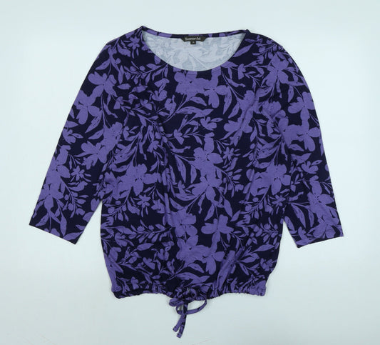 Bonmarché Womens Purple Cotton Basic Blouse Size 14 Scoop Neck