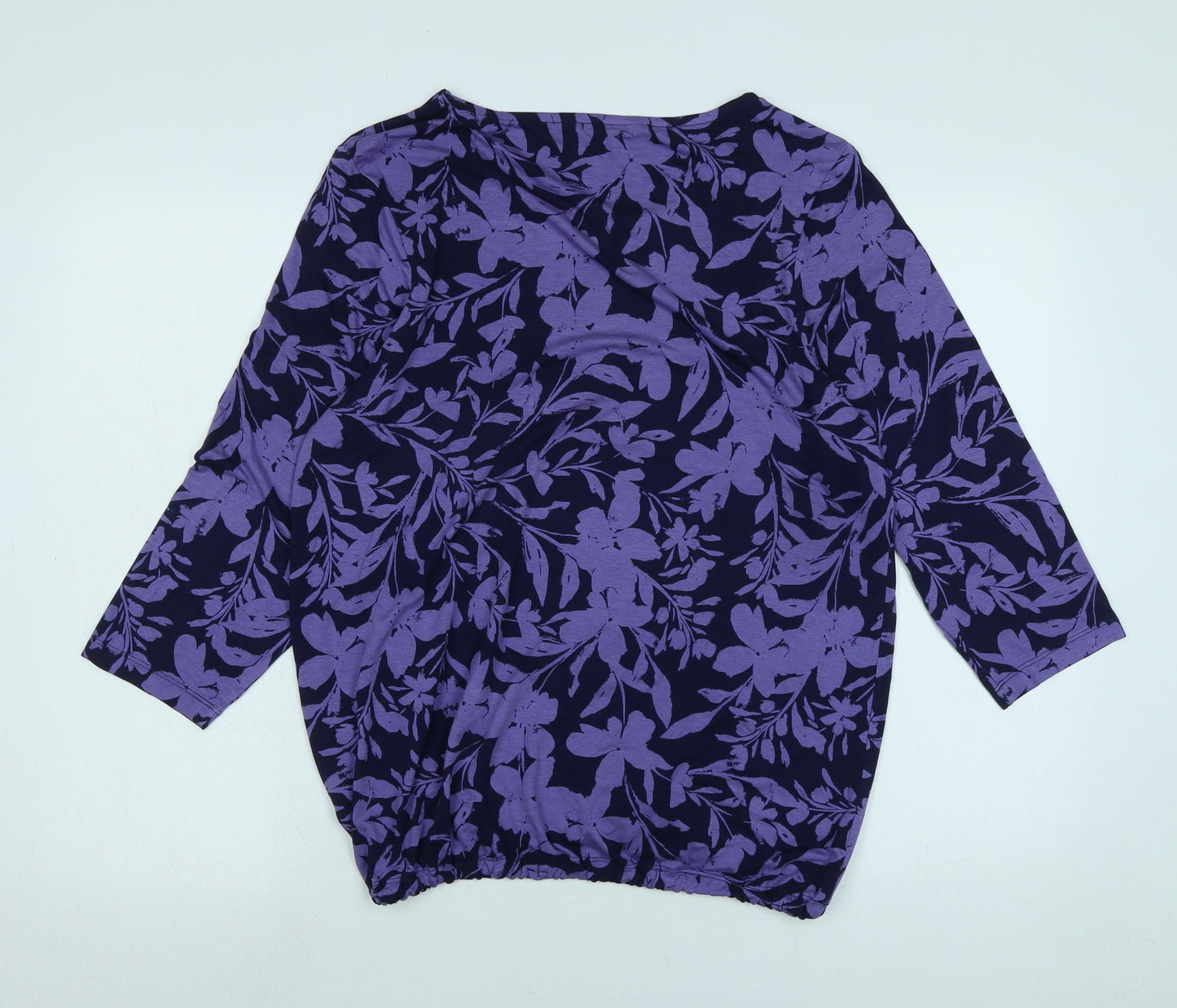 Bonmarché Womens Purple Cotton Basic Blouse Size 14 Scoop Neck