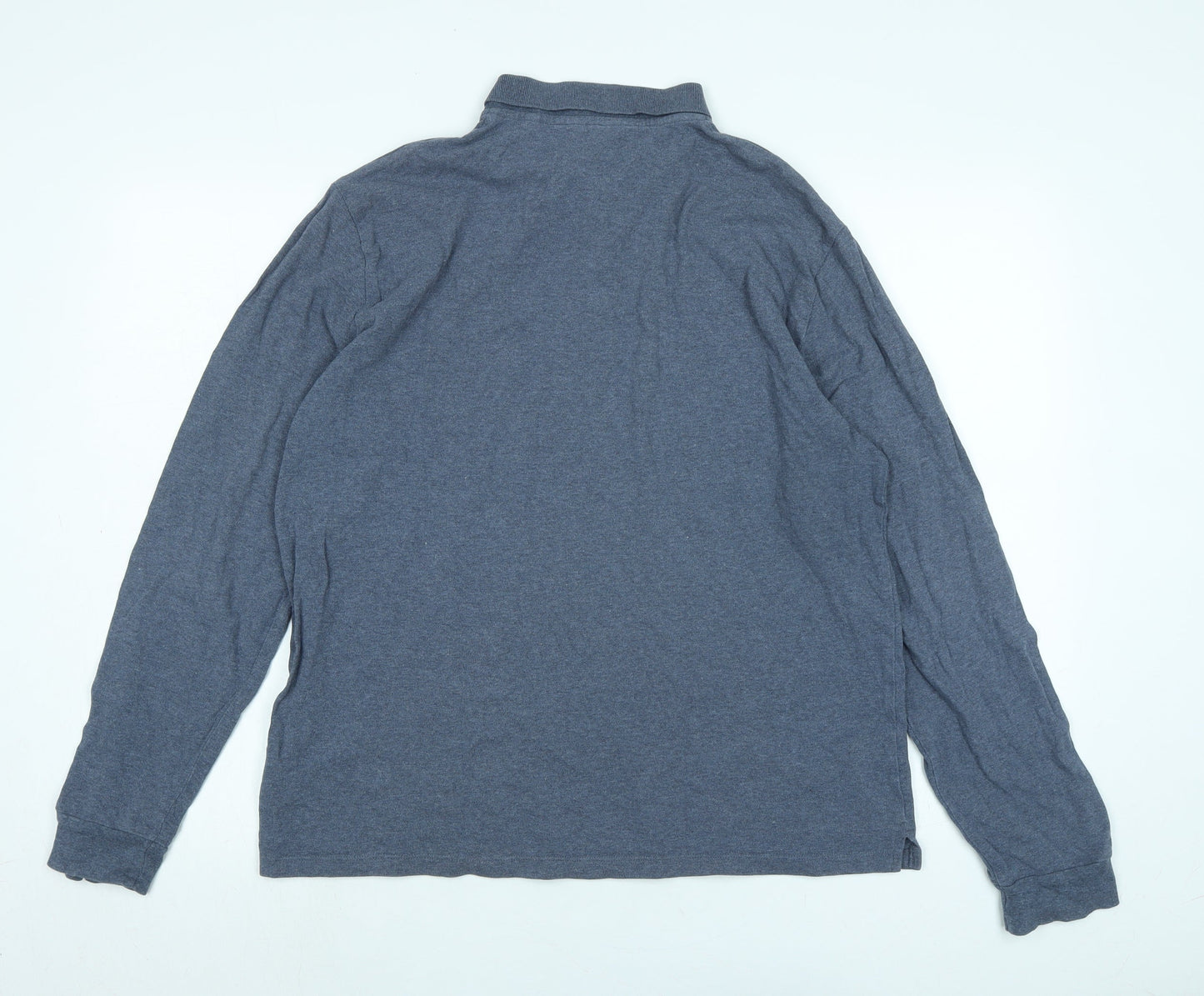 NEXT Mens Blue Cotton Polo Size L Collared Button