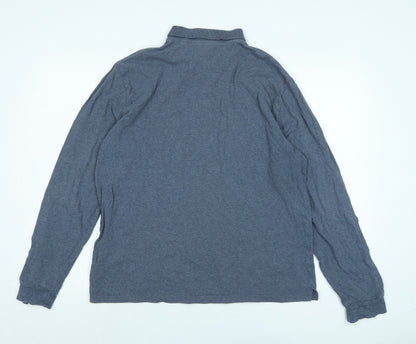 NEXT Mens Blue Cotton Polo Size L Collared Button