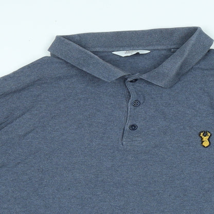 NEXT Mens Blue Cotton Polo Size L Collared Button