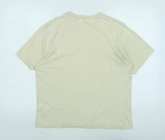 Maine Mens Ivory Cotton T-Shirt Size S Crew Neck