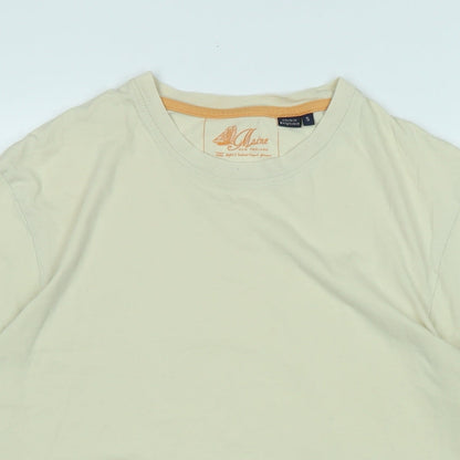 Maine Mens Ivory Cotton T-Shirt Size S Crew Neck