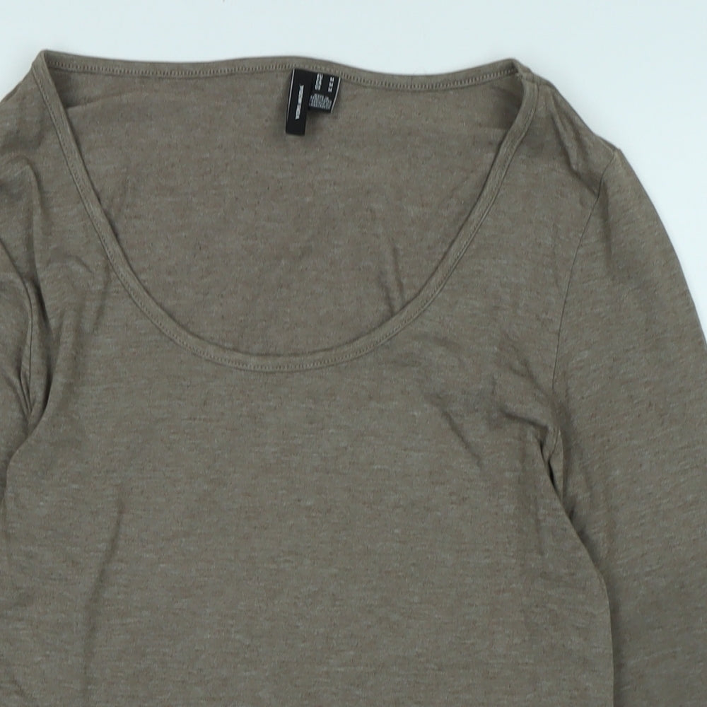 Womens UK Size M Vera Moda Beige Jersey T-Shirt