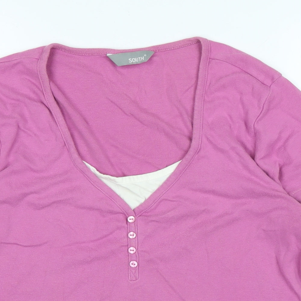 South Womens Purple Solid Cotton Top Pyjama Top Size 12