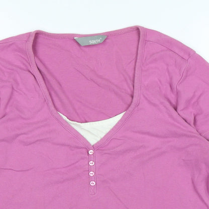 South Womens Purple Solid Cotton Top Pyjama Top Size 12
