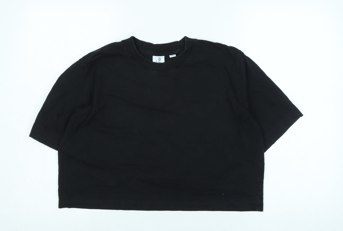 Womens UK Size 12 COLLUSION Black Basic T-Shirt