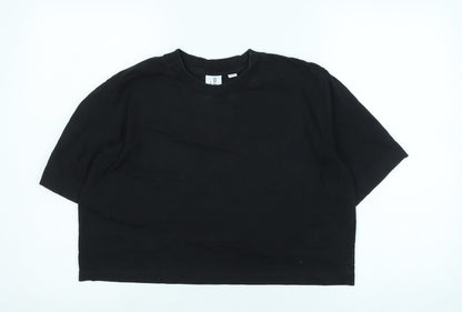 Womens UK Size 12 COLLUSION Black Basic T-Shirt