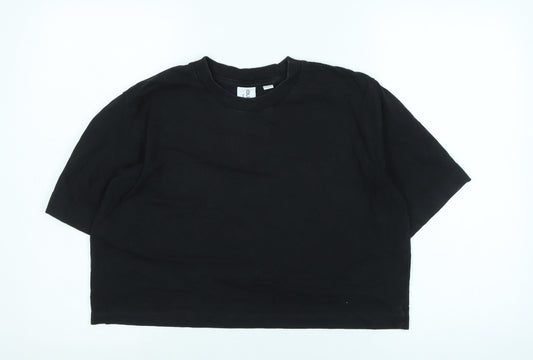 Womens UK Size 12 COLLUSION Black Basic T-Shirt
