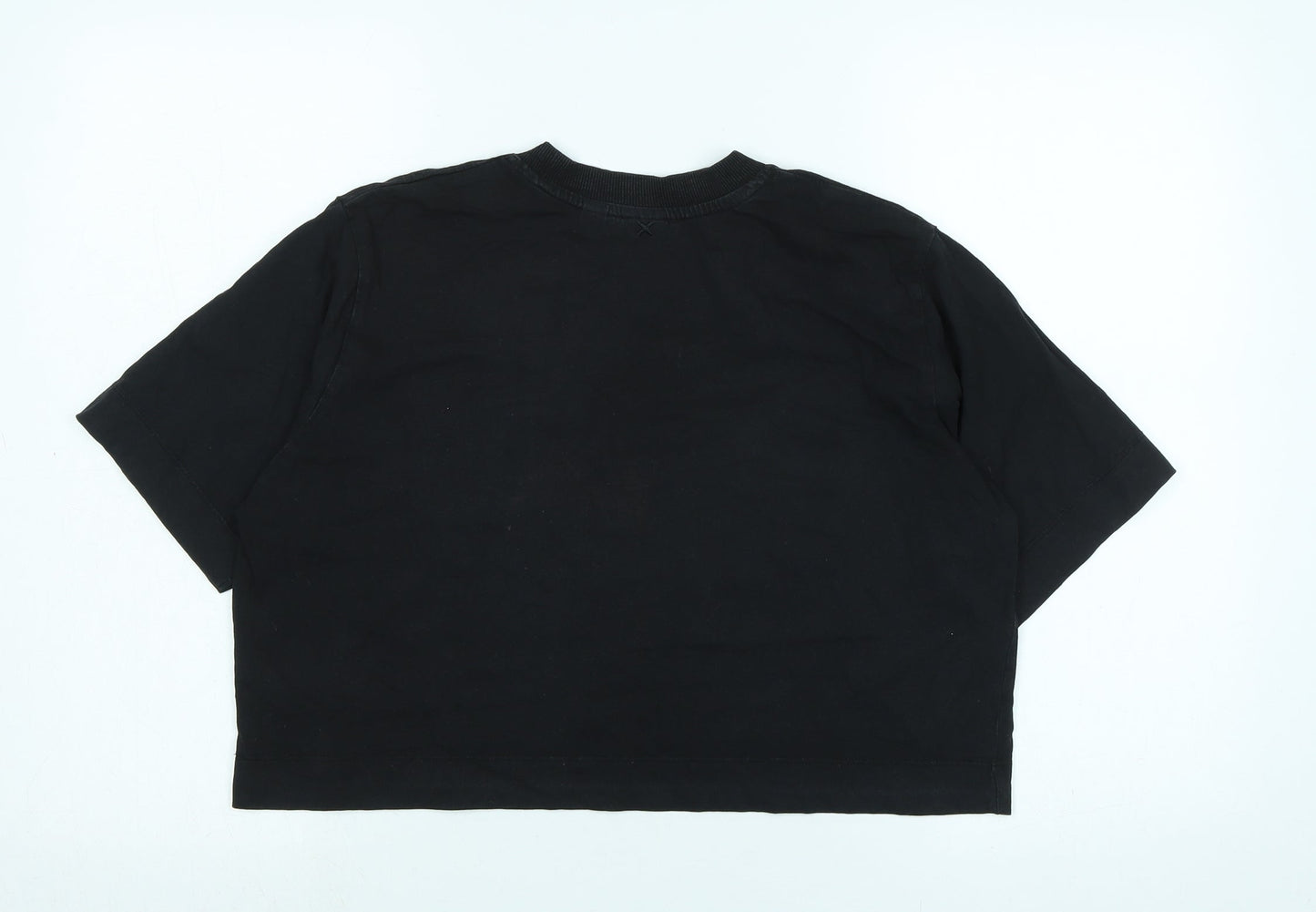 Womens UK Size 12 COLLUSION Black Basic T-Shirt