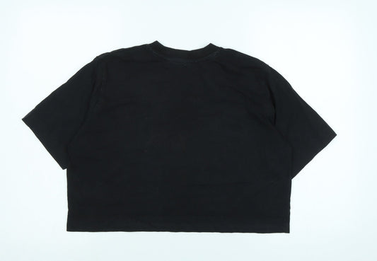 Womens UK Size 12 COLLUSION Black Basic T-Shirt