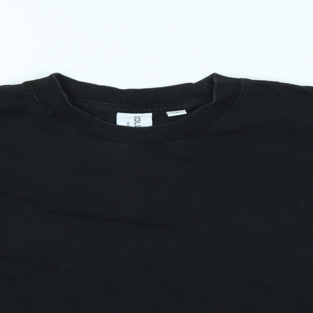 Womens UK Size 12 COLLUSION Black Basic T-Shirt