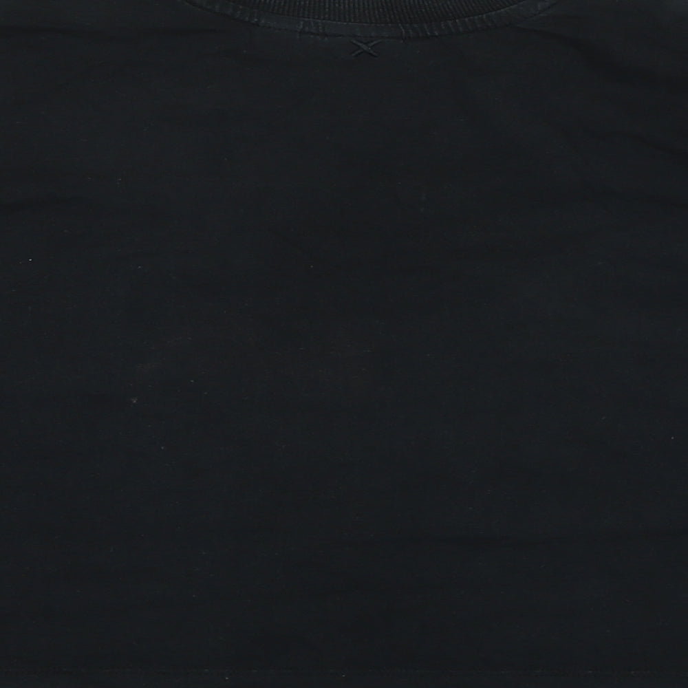 Womens UK Size 12 COLLUSION Black Basic T-Shirt