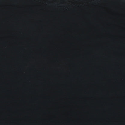 Womens UK Size 12 COLLUSION Black Basic T-Shirt