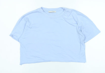 Womens UK Size M Pull&Bear Blue Basic T-Shirt
