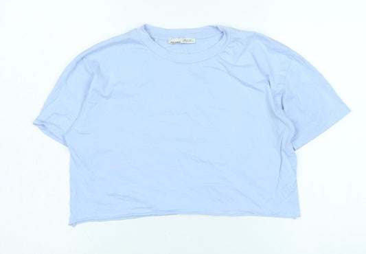 Womens UK Size M Pull&Bear Blue Basic T-Shirt
