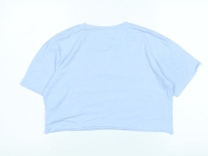 Womens UK Size M Pull&Bear Blue Basic T-Shirt