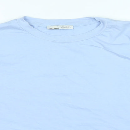 Womens UK Size M Pull&Bear Blue Basic T-Shirt