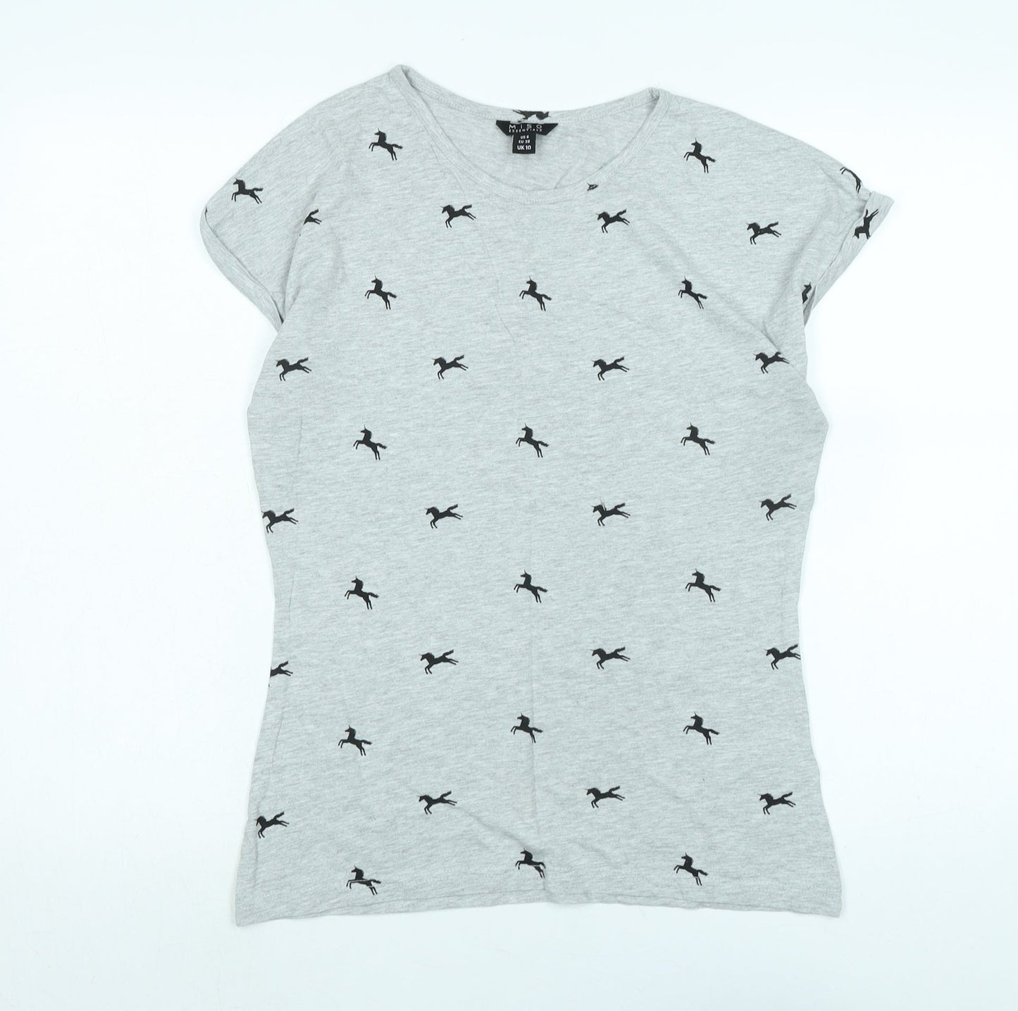 Womens UK Size 10 Miso Grey Basic T-Shirt