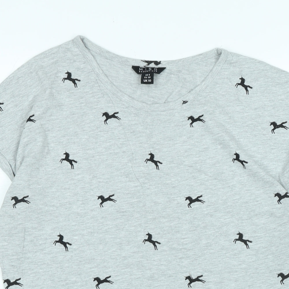 Womens UK Size 10 Miso Grey Basic T-Shirt