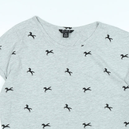 Womens UK Size 10 Miso Grey Basic T-Shirt