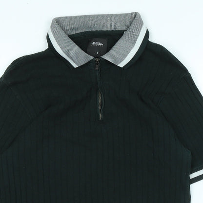 Burton Mens Green Cotton Polo Size S Collared Zip