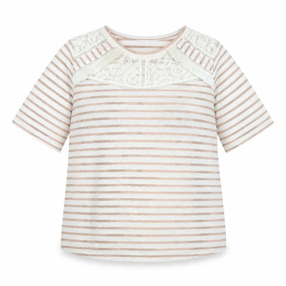 Marks & Spencer Womens White Cotton Basic Blouse Size 16 Crew Neck - Lace Detail