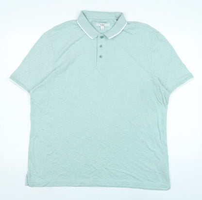 Marks and Spencer Mens Green Polyester Polo Size LT Collared Button
