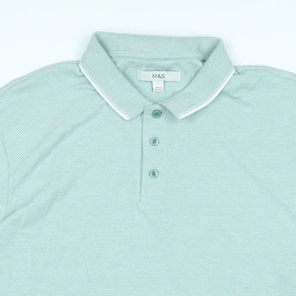 Marks and Spencer Mens Green Polyester Polo Size LT Collared Button