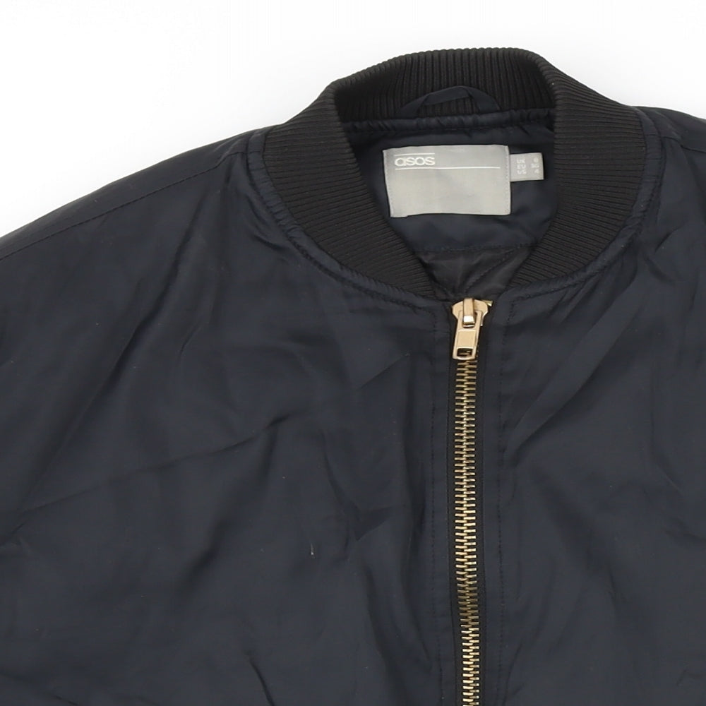 ASOS Womens Black Bomber Jacket Jacket Size 8 Zip