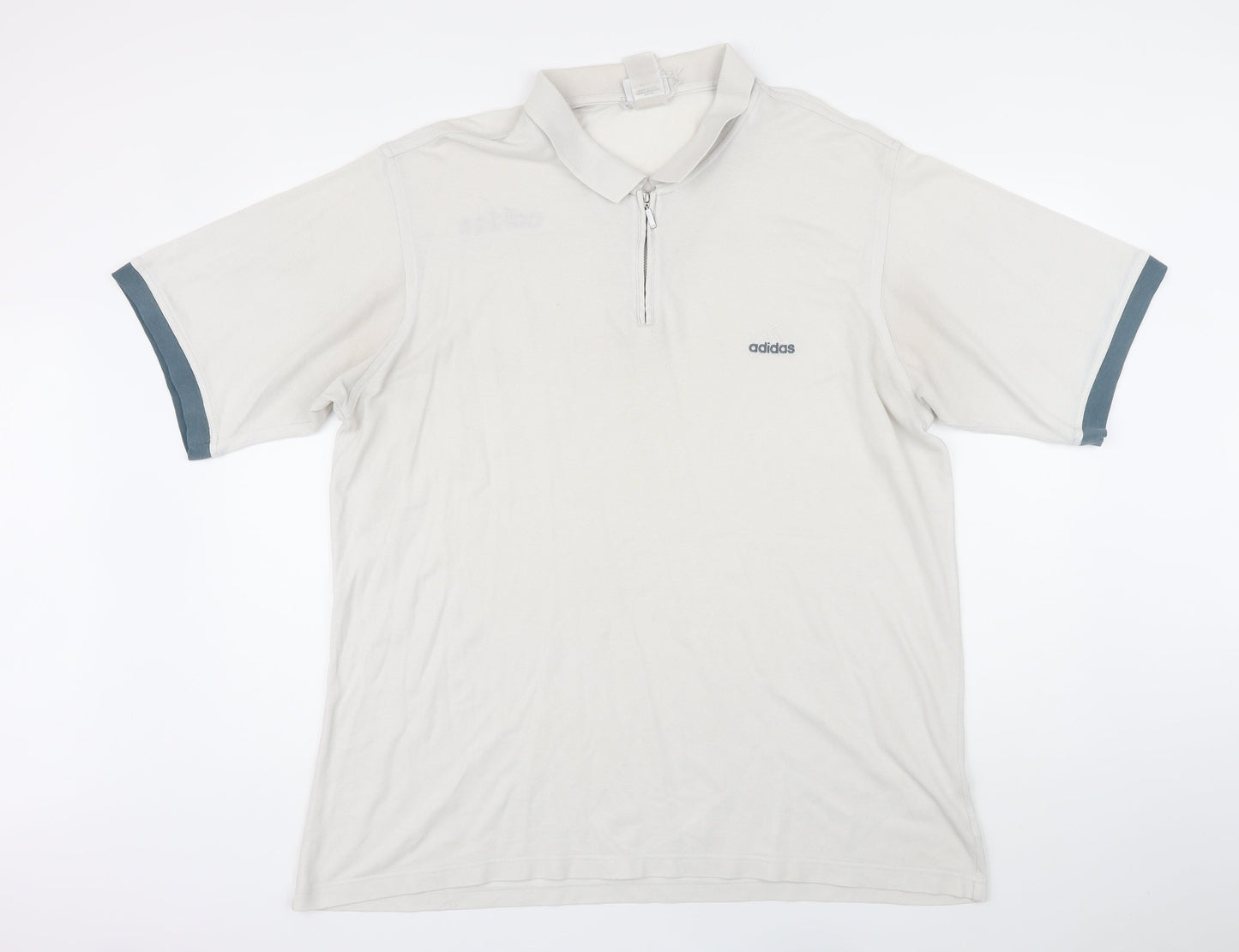 Addidas Mens Beige Polyester Polo Size 2XL Collared Zip