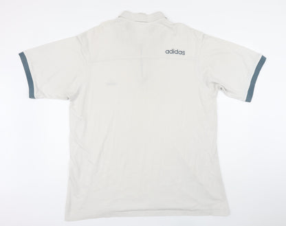 Addidas Mens Beige Polyester Polo Size 2XL Collared Zip