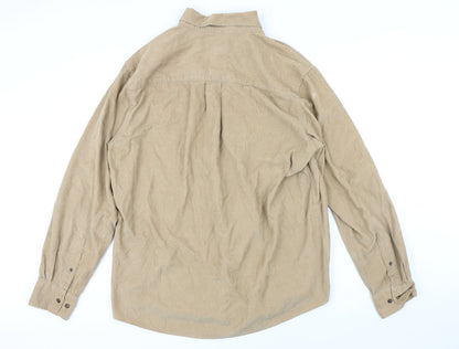 Sonoma Mens Beige Cotton Blend Button-Up Size L Collared Button