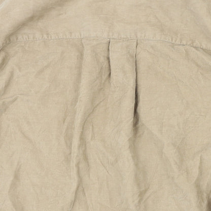 Sonoma Mens Beige Cotton Blend Button-Up Size L Collared Button