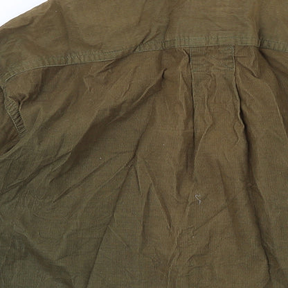 Check Mark Mens Green Cotton Button-Up Size M Collared Button
