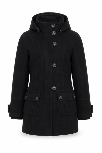 Next Womens Black Overcoat Coat Size 10 Zip