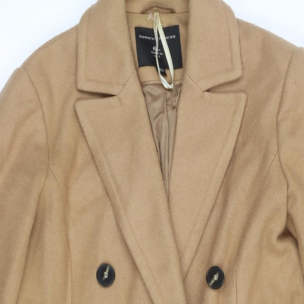 Womens UK Size 6 Dorothy Perkins Beige Overcoat