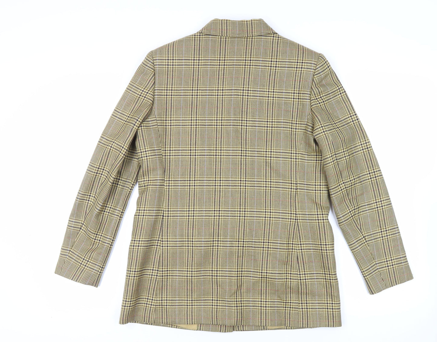 Cyrillus Womens Yellow Plaid Jacket Blazer Size 12 Button