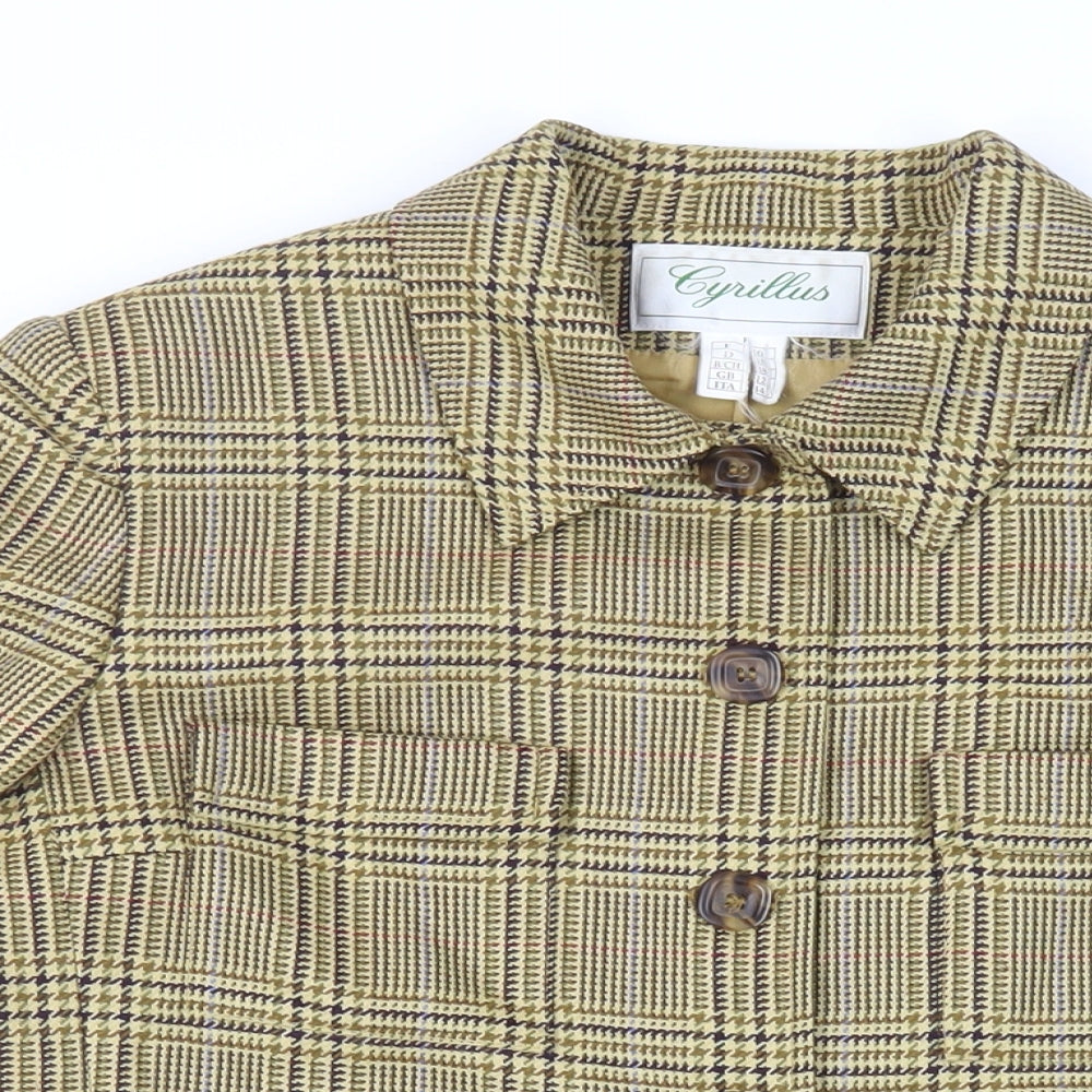 Cyrillus Womens Yellow Plaid Jacket Blazer Size 12 Button