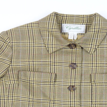 Cyrillus Womens Yellow Plaid Jacket Blazer Size 12 Button