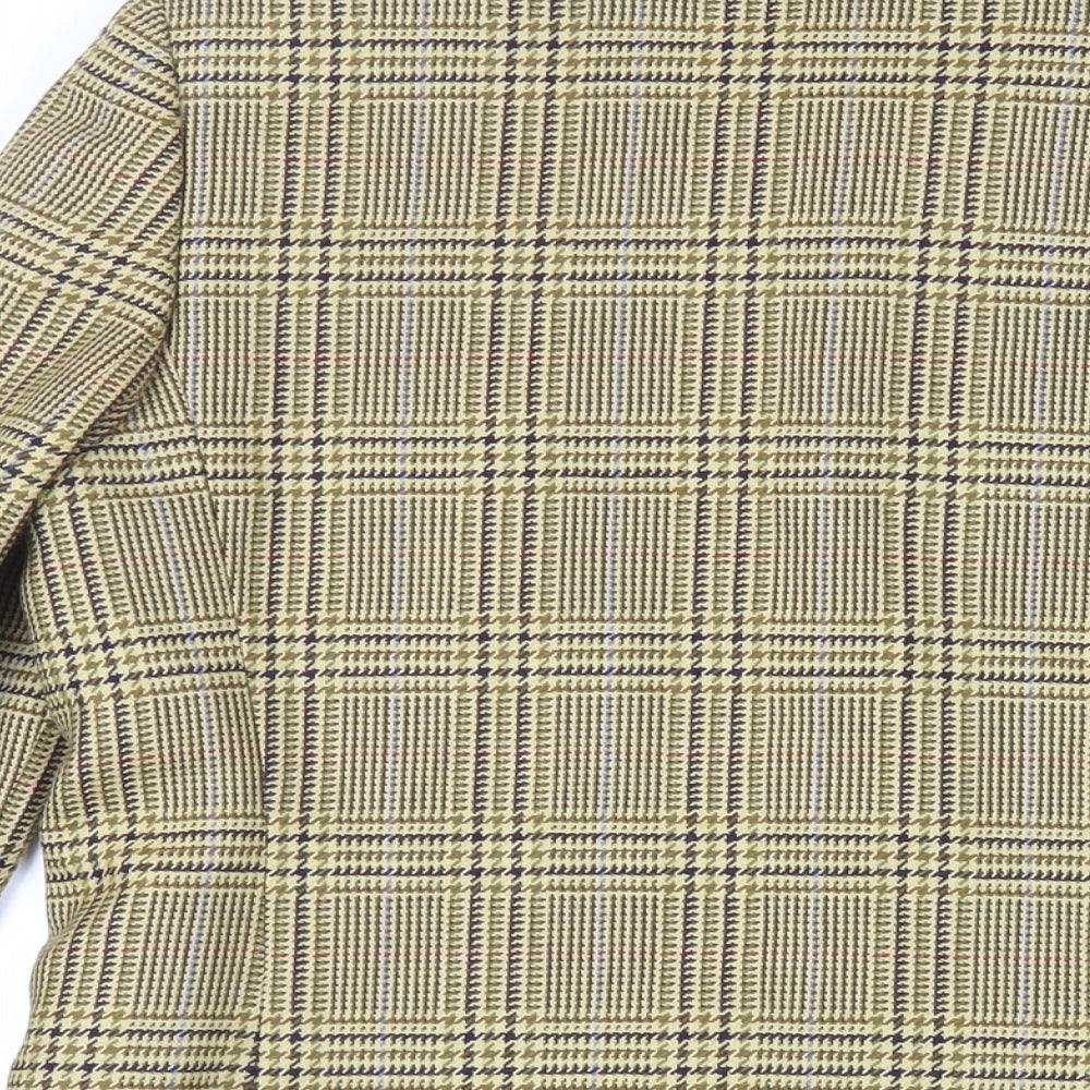 Cyrillus Womens Yellow Plaid Jacket Blazer Size 12 Button