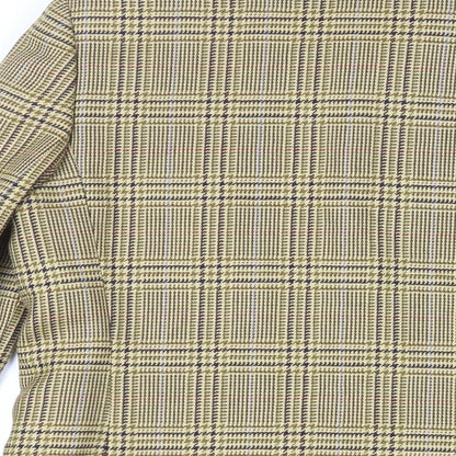 Cyrillus Womens Yellow Plaid Jacket Blazer Size 12 Button