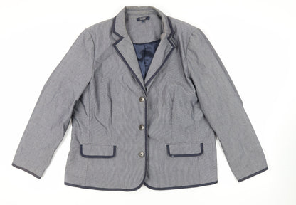Maine New England Womens Blue Striped Jacket Blazer Size 20 Button