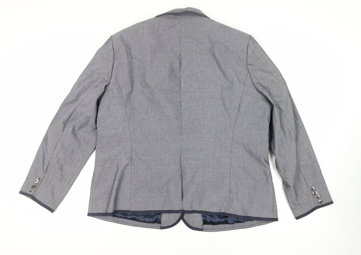 Maine New England Womens Blue Striped Jacket Blazer Size 20 Button