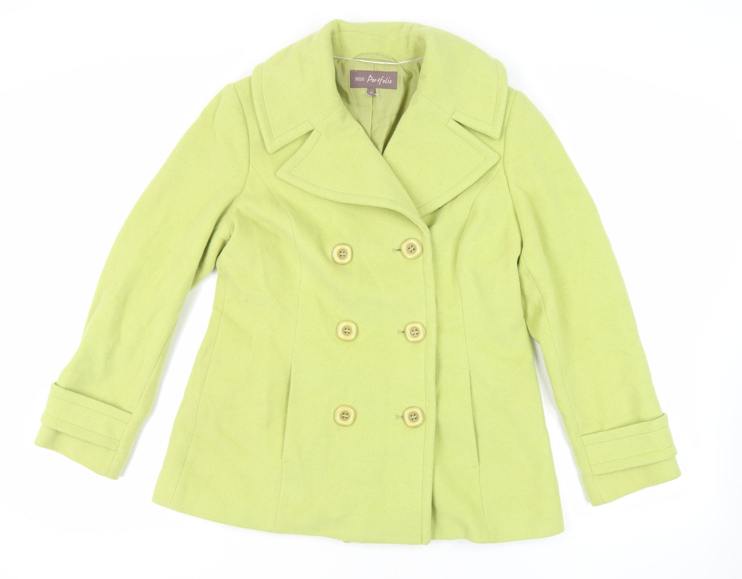 Womens UK Size 14 Marks and Spencer Green Pea Coat