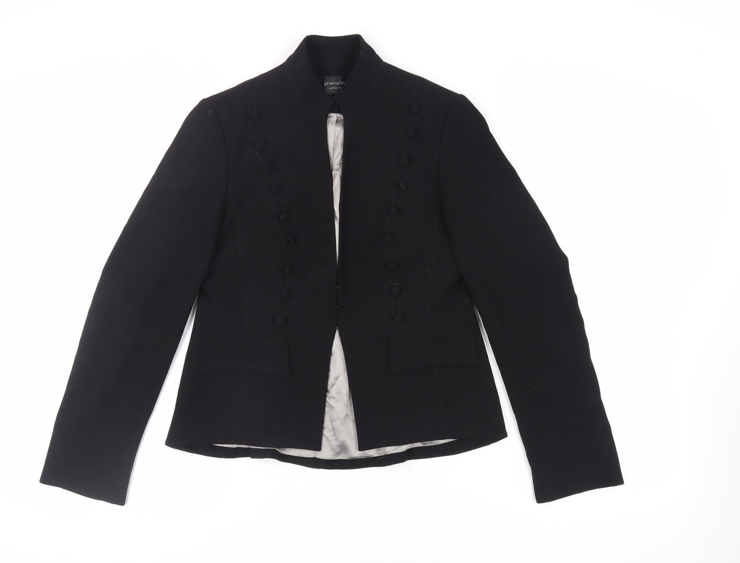 Principles Womens Black Jacket Blazer Size 12 Hook & Eye