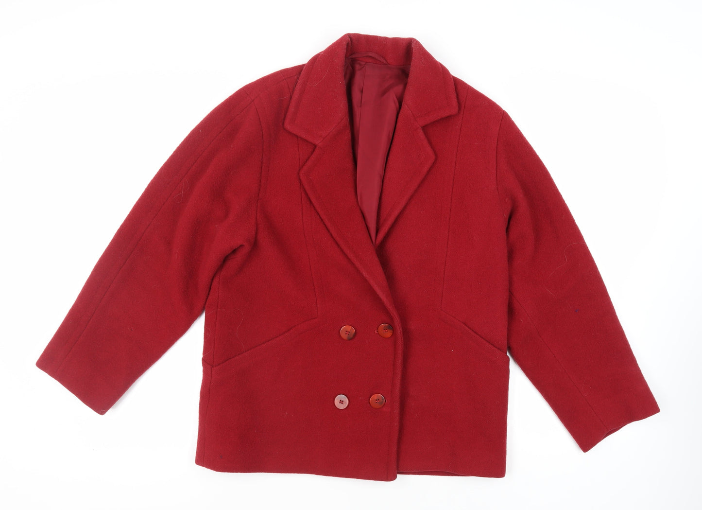 Country Casuals Womens Red Pea Coat Coat Size 8 Button - Vintage