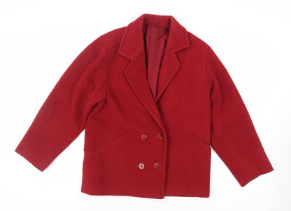 Country Casuals Womens Red Pea Coat Coat Size 8 Button - Vintage